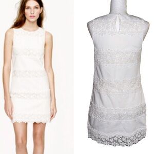 J. Crew White Crochet Floral Lace Stripe Shift Mini Dress - 2